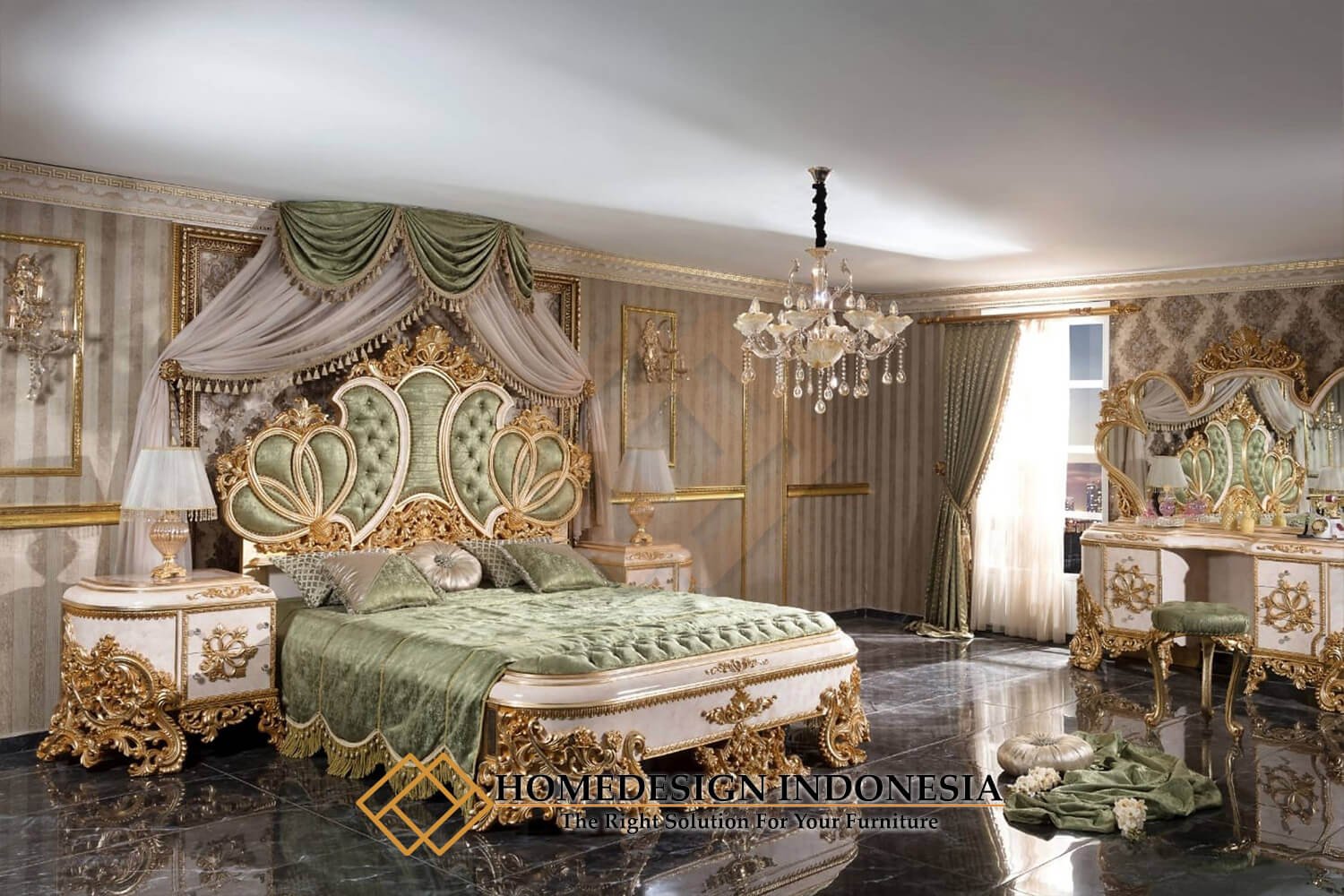 Set Tempat Tidur Mewah Ukiran Klasik Gaya Kerajaan Luxury JF-407 Set Tempat Tidur Mewah Ukiran Klasik Gaya Kerajaan Luxury JF-407