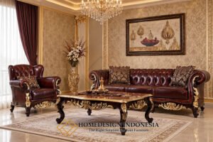 Sofa Tamu Mewah Chesterfield Desain Ukiran Cantik JF-401