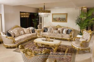 Sofa Tamu Mewah Ukiran Jepara Classic Exclusive Gold Glossy JF-404