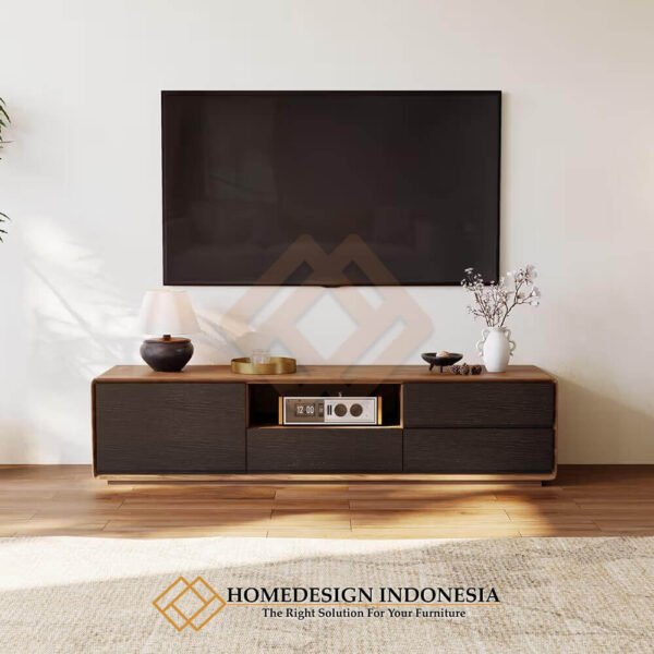 Bufet TV Jati Minimalis Kayu Solid Natural Combine Color JF-395