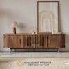 Meja TV Minimalis Kayu Jati Solid Natural Walnut Color JF-393