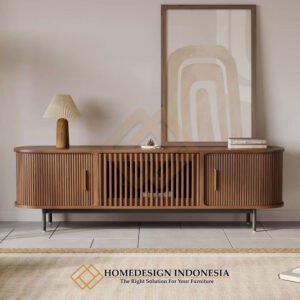 Meja TV Minimalis Kayu Jati Solid Natural Walnut Color JF-393