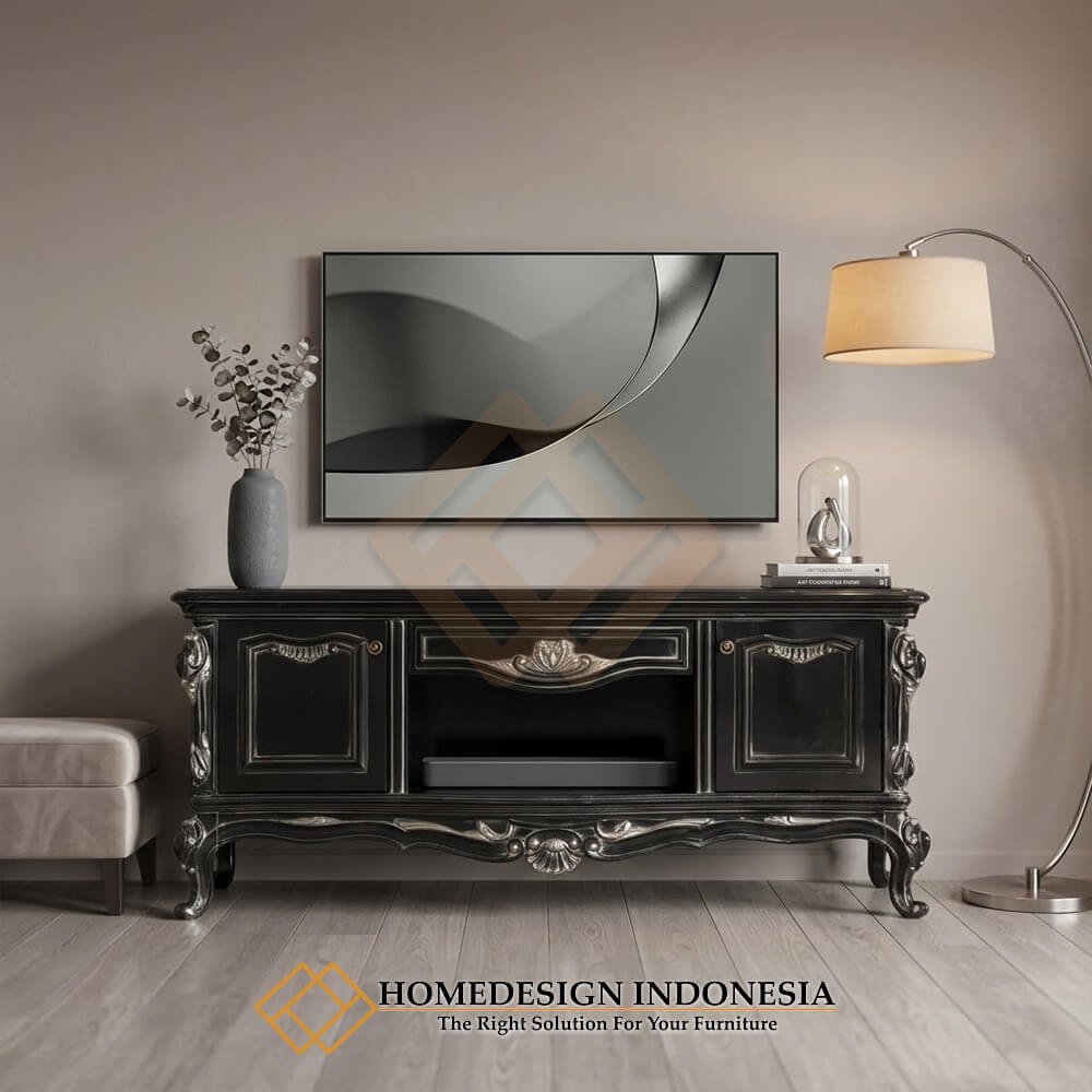 Meja TV Ukiran Mewah Baroque Majestic Style Solid Duco JF-392 Meja TV Ukiran Mewah Baroque Majestic Style Solid Duco JF-392