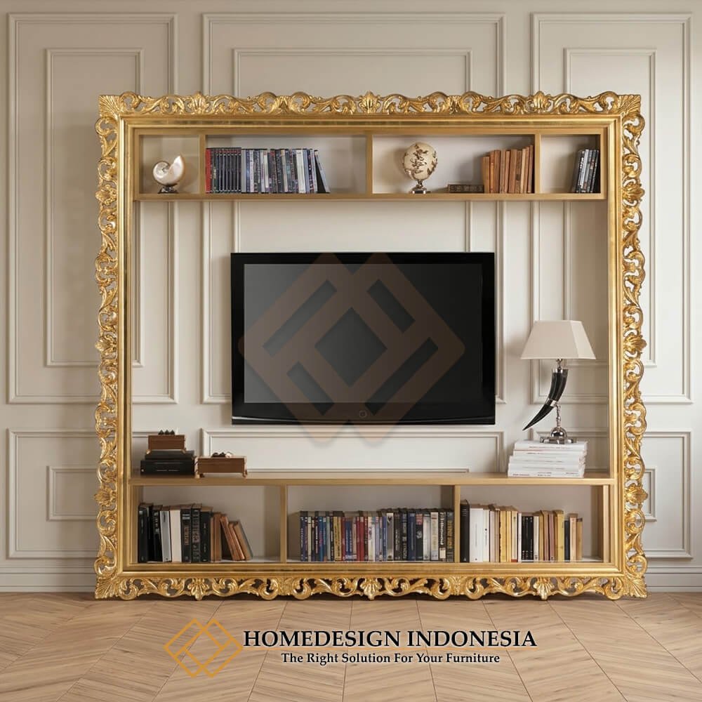 Bufet TV Mewah Elegan Frame Design Ukiran Klasik Cantik JF-437 Bufet TV Mewah Elegan Frame Design Ukiran Klasik Cantik JF-437