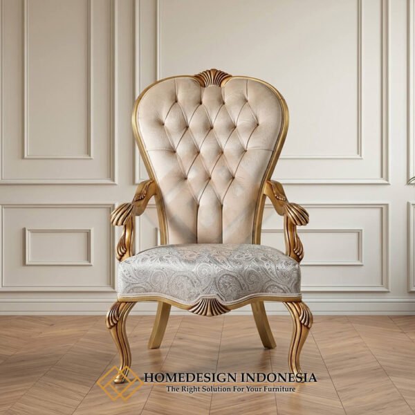 Desain Kursi Sofa Mewah Santai Carved Gold Glossy JF-443