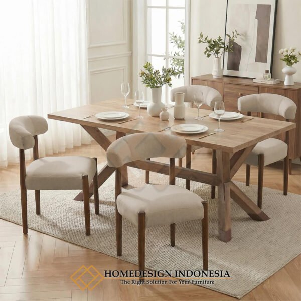 Kursi Makan Minimalis Terbaru Kayu Jati Solid Soft Royal Foam JF-418.2