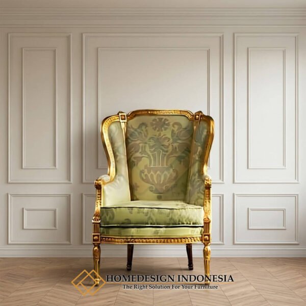 Kursi Sofa Mewah Emas Wingback Design Furniture Jepara Klasik JF-448