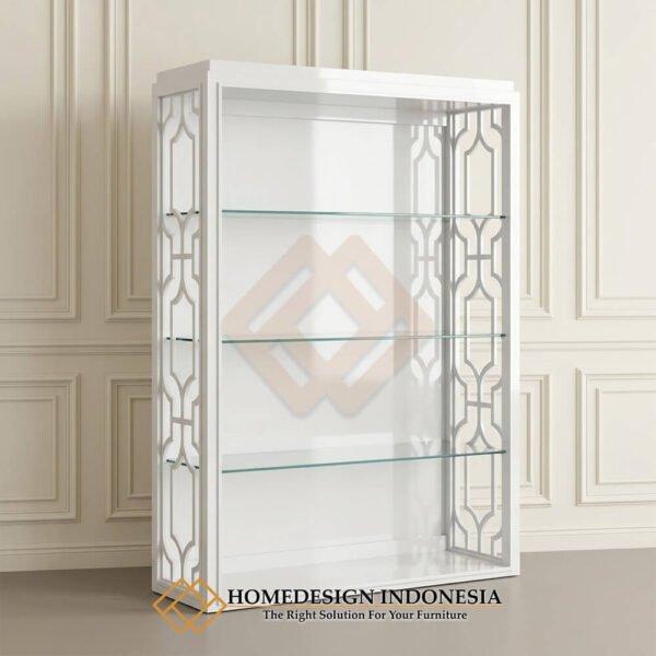 Lemari Hias Kaca Mewah Minimalis White Lily Glossy Color JF-427.1