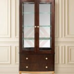 Lemari Kaca Minimalis Kayu Marquetry Design Best Seller JF-430