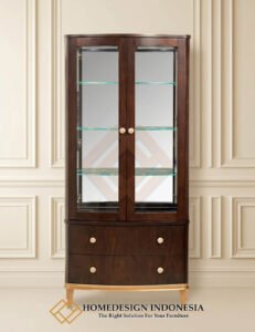 Lemari Kaca Minimalis Kayu Marquetry Design Best Seller JF 430