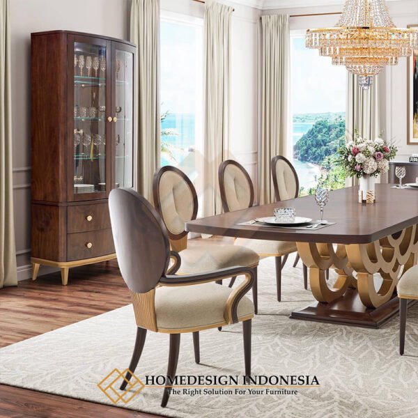 Lemari Kaca Minimalis Kayu Marquetry Design Best Seller JF-430.2