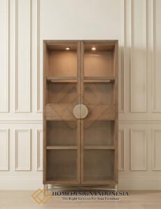 Lemari Pajangan Kaca Minimalis Jepara Kayu Solid Rustic Design JF 432