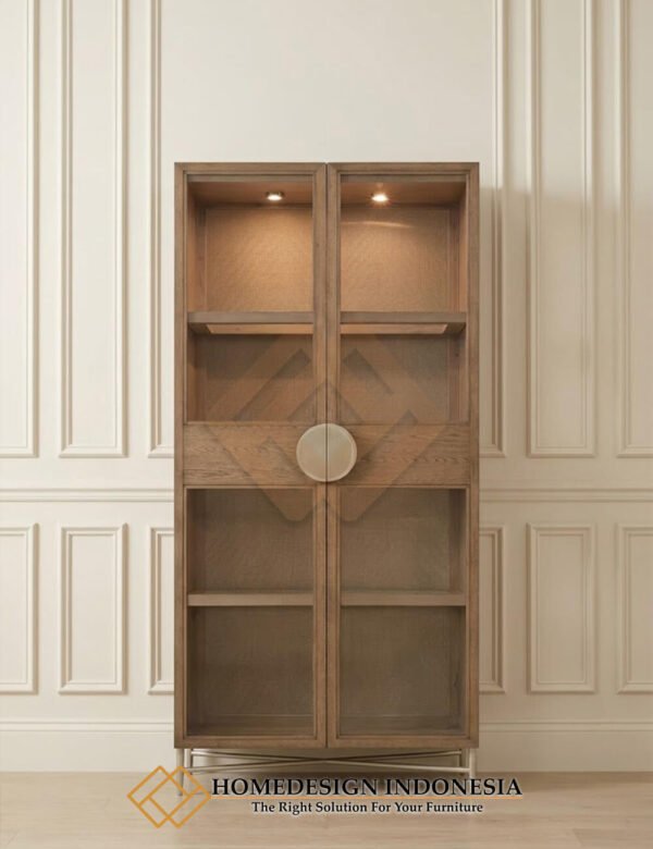 Lemari Pajangan Kaca Minimalis Jepara Kayu Solid Rustic Design JF-432