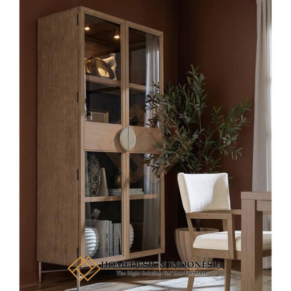 Lemari Pajangan Kaca Minimalis Jepara Kayu Solid Rustic Design JF-432.2