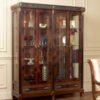 Lemari Pajangan Kayu Jati Mewah Marquetry Natural Salak Brown JF-428
