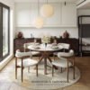 Meja Makan Bundar Minimalis Top Marble Carara Desain Cantik JF-400