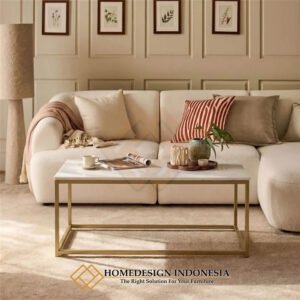 Meja Tamu Stainless Minimalis Top Carara Marble JF-407