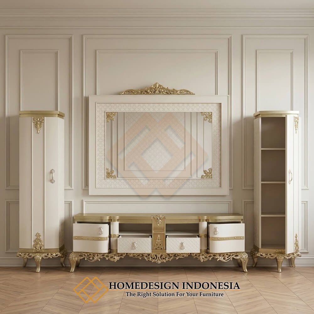 Set Meja TV Mewah Ukiran Jepara Classic Kingdom Majestic JF-439.1 Set Meja TV Mewah Ukiran Jepara Classic Kingdom Majestic JF-439.1