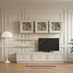 Set Meja TV Minimalis Putih Modern Design Furniture Jepara JF-435