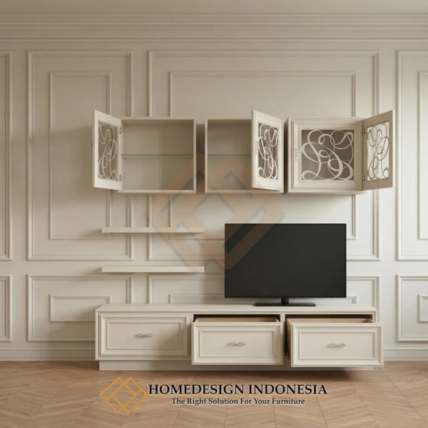 Set Meja TV Minimalis Putih Modern Design Furniture Jepara JF-435.1