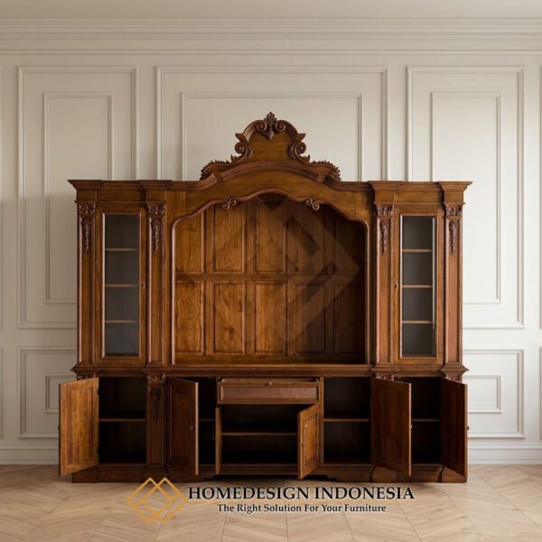 TV Cabinet Mewah Kayu Jati Natural Salak Brown Local Premium Brand JF-440.1